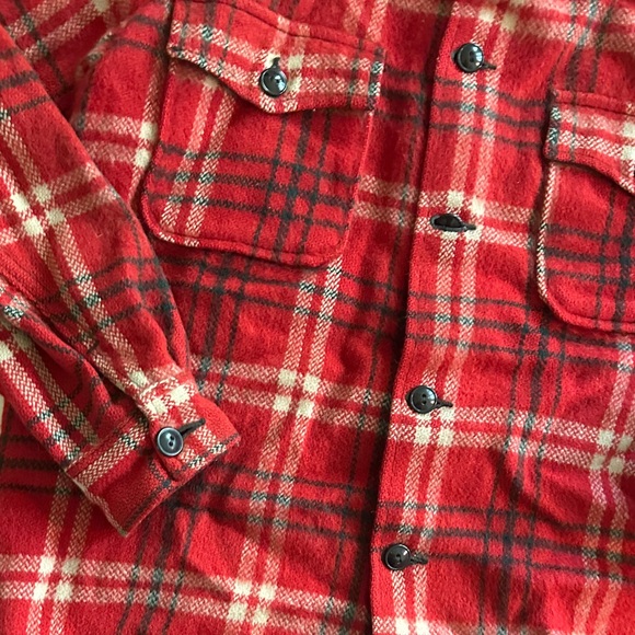 Vintage Wool Buffalo Check Red Black Plaid Men's Button Front Jacket - Picture 8 of 9